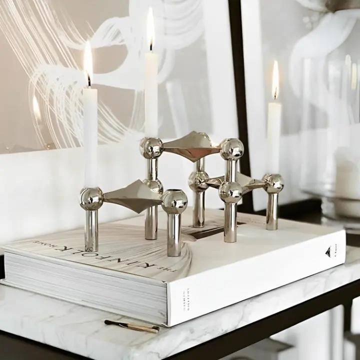 ModuLume™ | 3-piece chrome candle holder set – Modern, modular, elegant