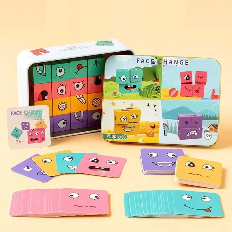 EmotionBlocks™ | Wooden Facial Expression Game for Kids – Fun Interactive Block Toy