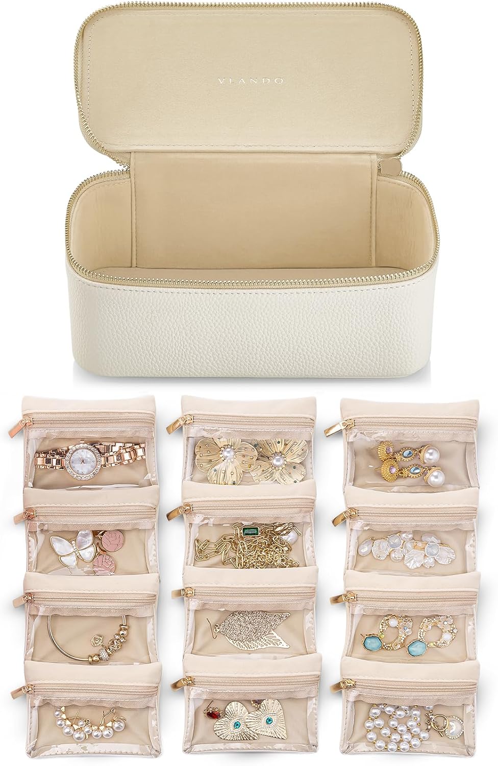 LuxeView™ | Travel jewelry box with transparent pouches