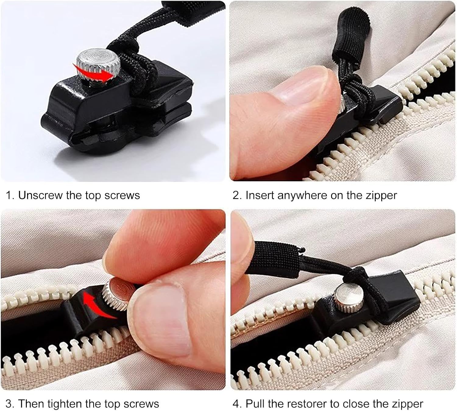 ZipRevive™ | Zipper slider repair set | Universal & durable made of metal