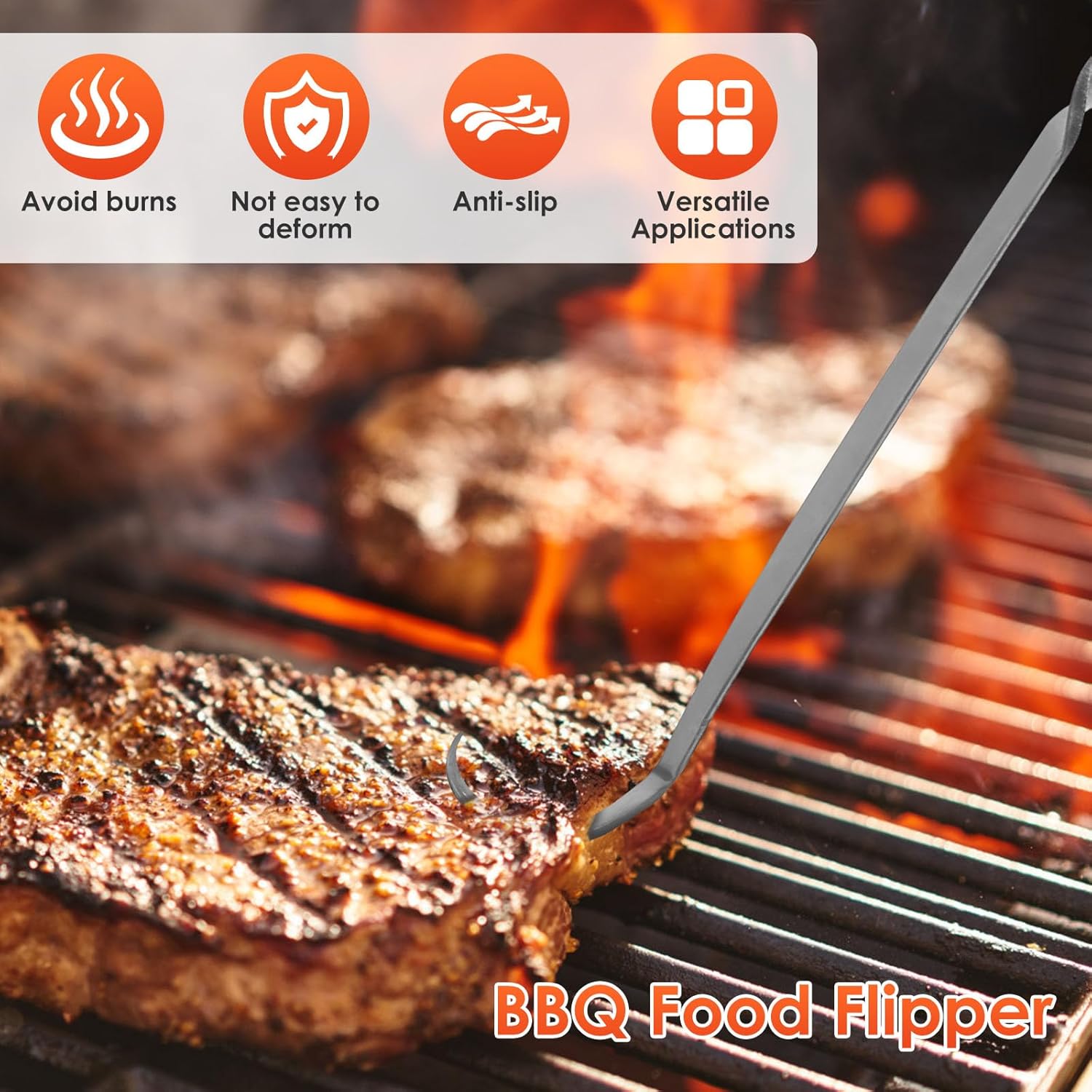 GrillGuard™ | Hand-forged barbecue turner - safe turning on the barbecue