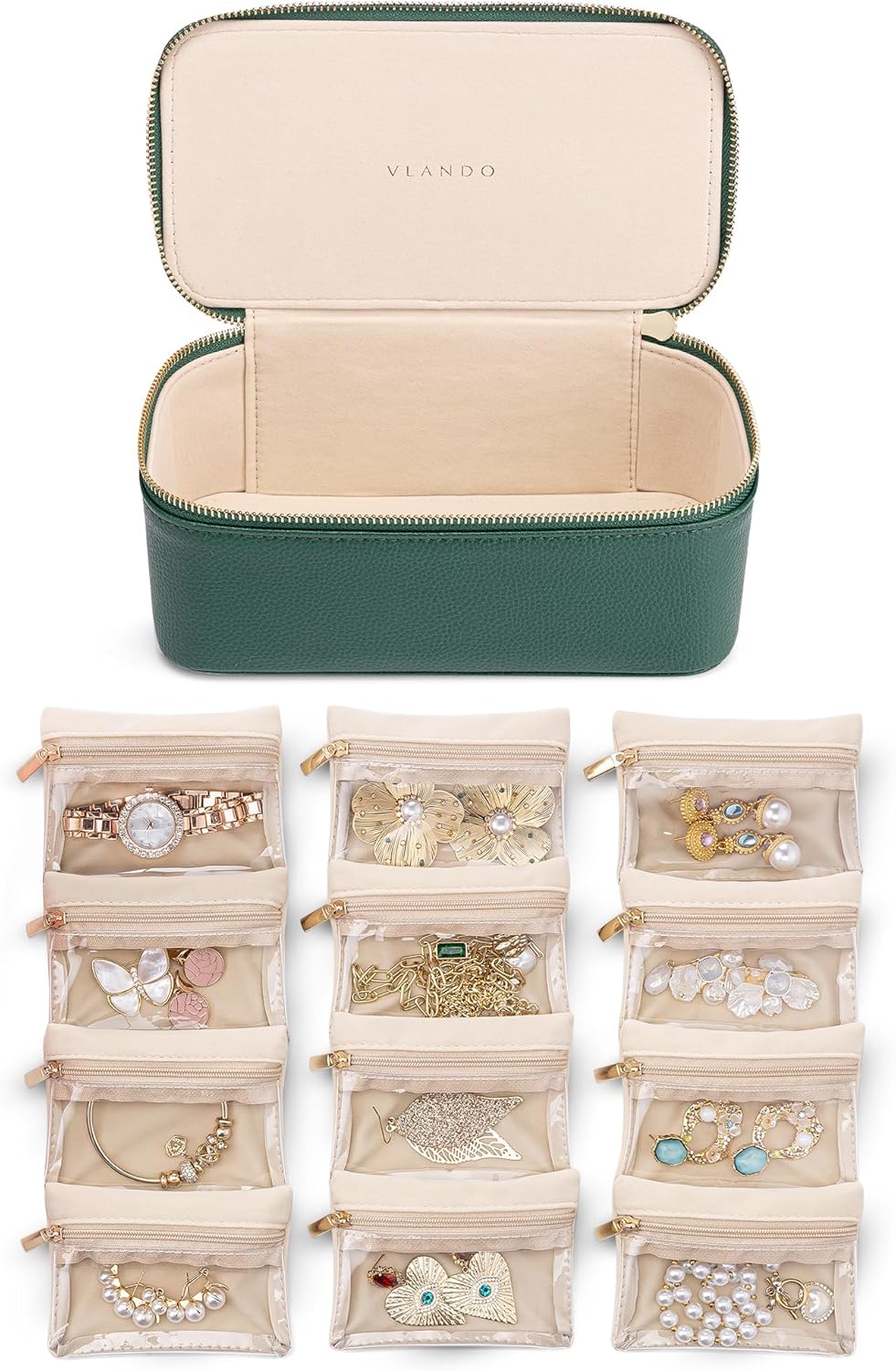 LuxeView™ | Travel jewelry box with transparent pouches