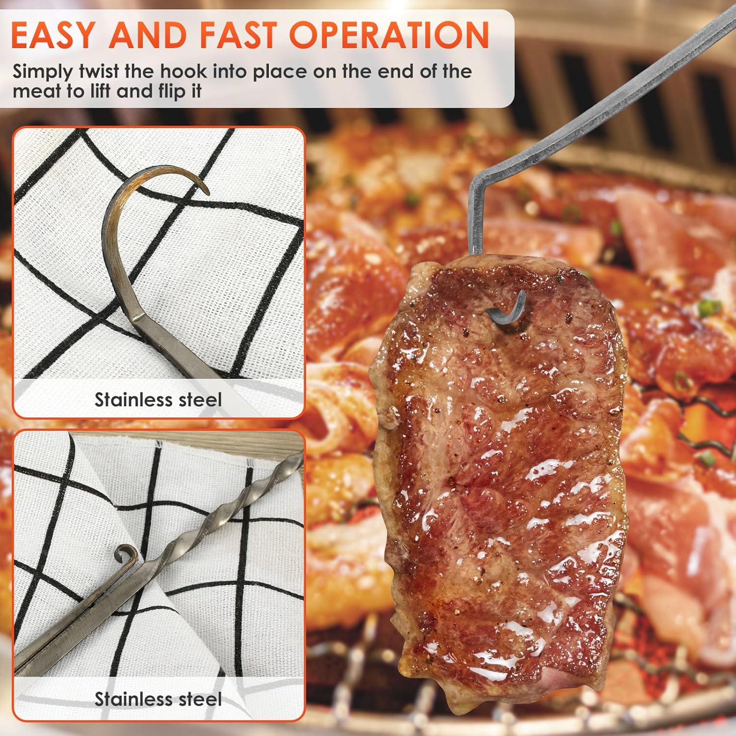 GrillGuard™ | Hand-forged barbecue turner - safe turning on the barbecue