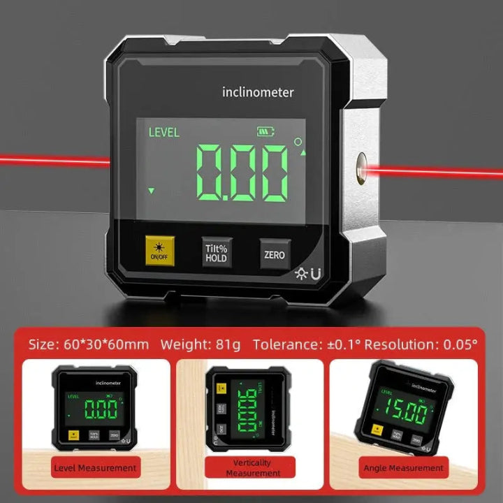 AnglePro™ | Magnetic digital angle gauge with laser — Strong hold on metal surfaces