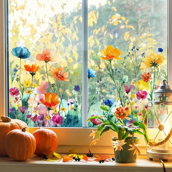 VividBlossom™ | Floral Window Sticker