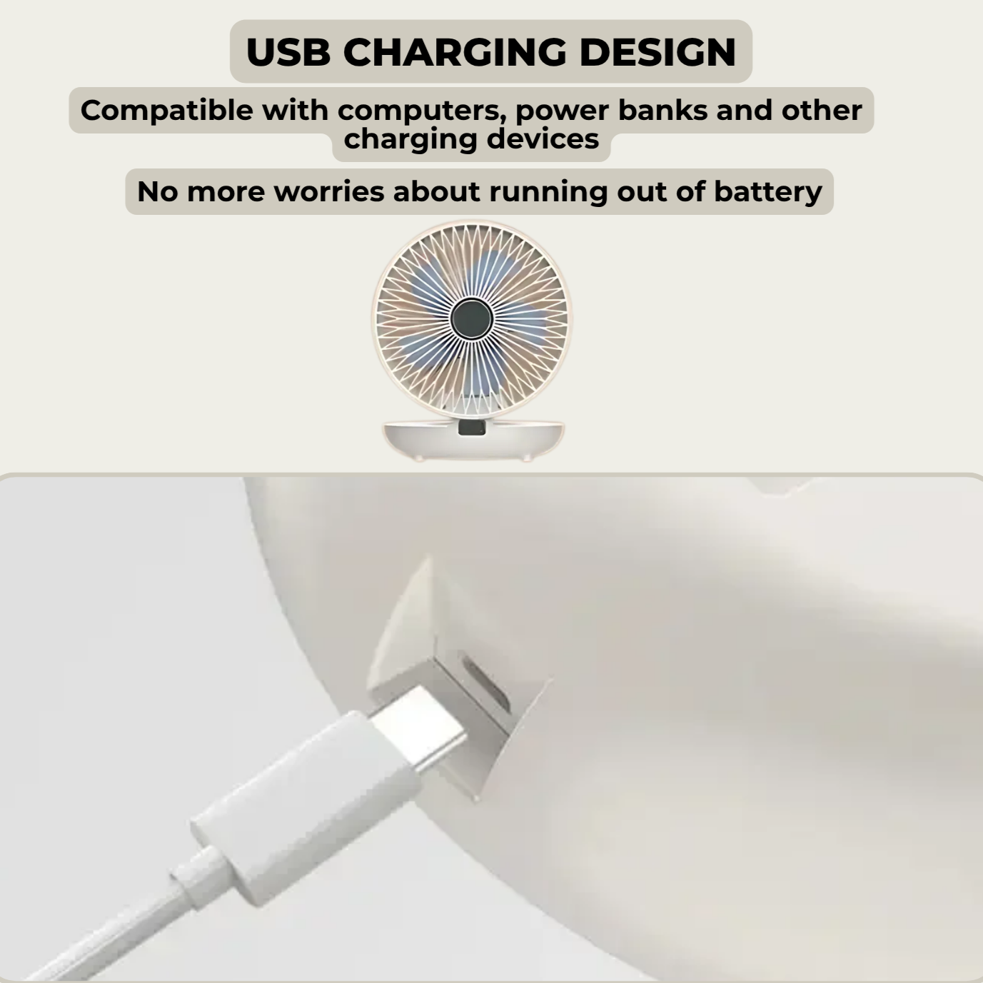 AirSwing™ | Foldable & Hanging Table Fan with USB & Night Light