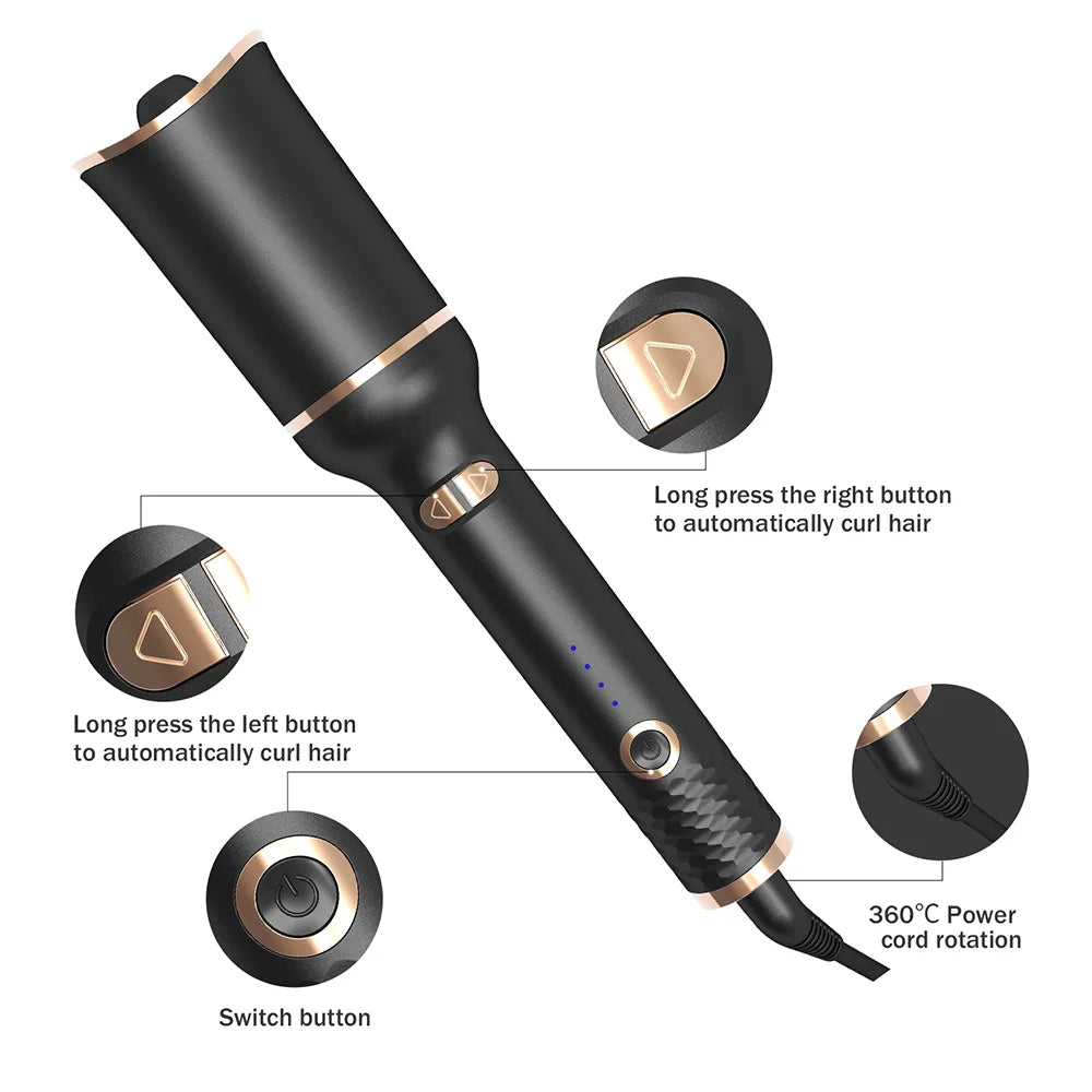 Automatic Rotating Hair Curler | 360° Auto Curling Wand for Effortless Salon-Quality Curls