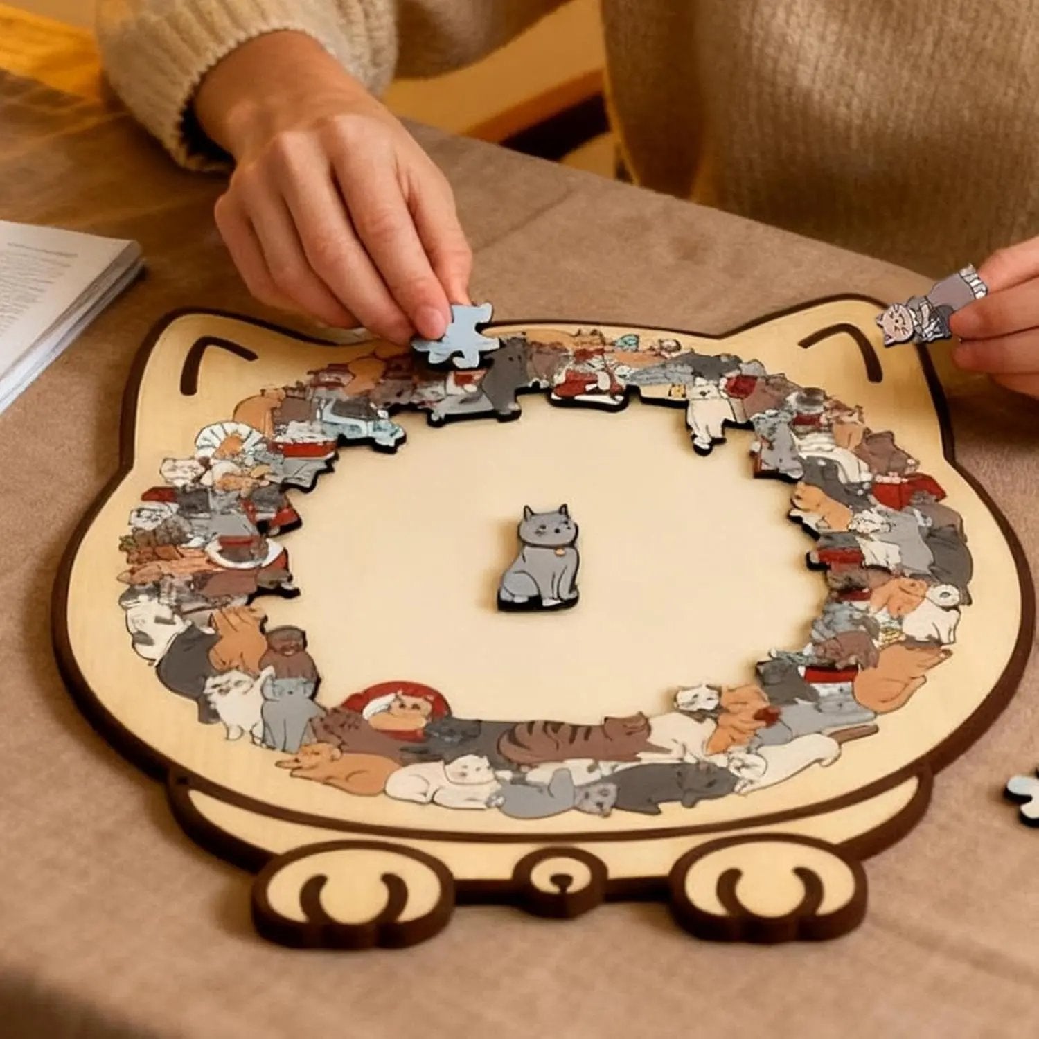 Purrzle™ | Wooden Cat Puzzle, 135 pieces — Art, tranquility, and style combined in one set