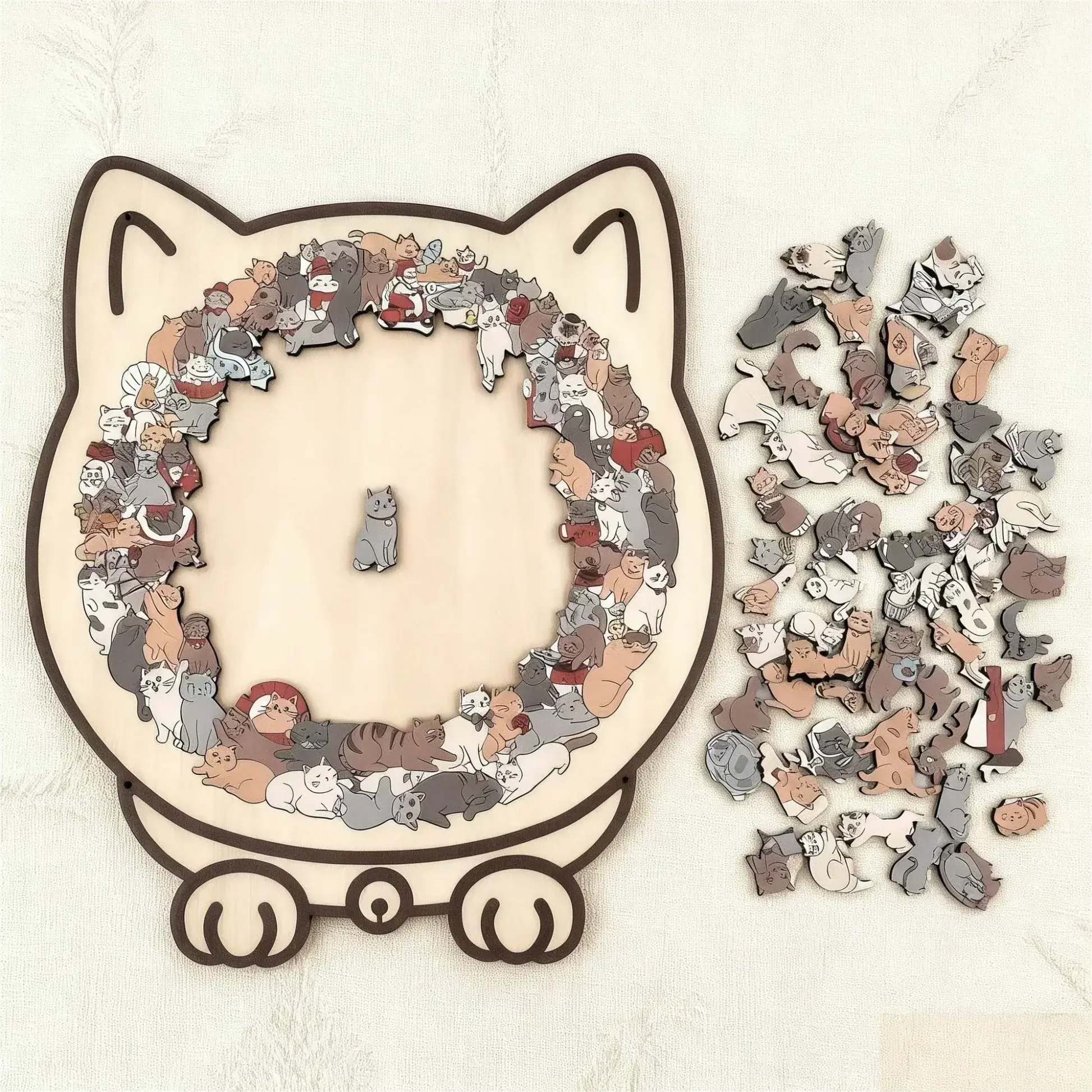 Purrzle™ | Wooden Cat Puzzle, 135 pieces — Art, tranquility, and style combined in one set