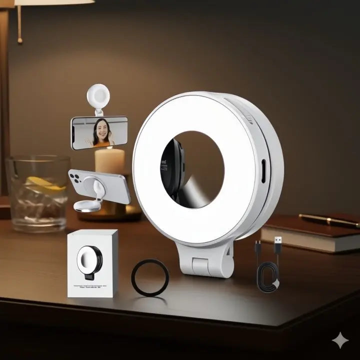 LumiMirror™ | Take flawless selfies anywhere: Portable clip-on ring light for beautiful photos