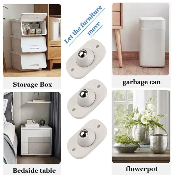 GlideRoll™ | Self-adhesive 360° rollers – Move everything effortlessly and quietly (tool-free installation) (8 pieces)