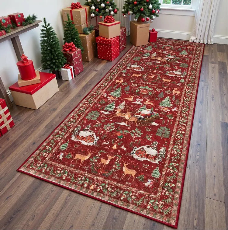 SnowHaven™ | Christmas rug with winter motif | 60×160 cm
