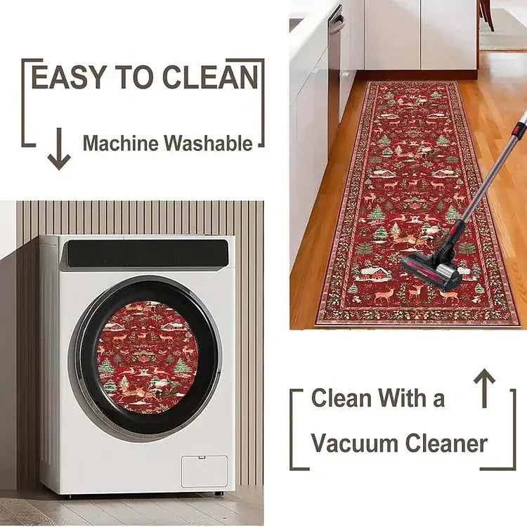 SnowHaven™ | Christmas rug with winter motif | 60×160 cm