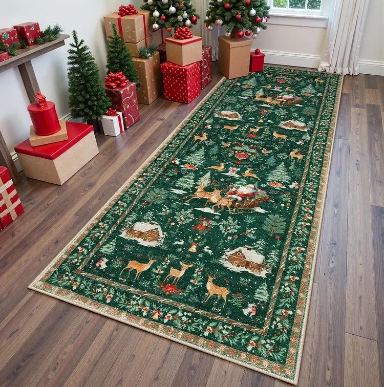 SnowHaven™ | Christmas rug with winter motif | 60×160 cm