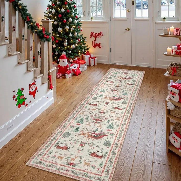 SnowHaven™ | Christmas rug with winter motif | 60×160 cm