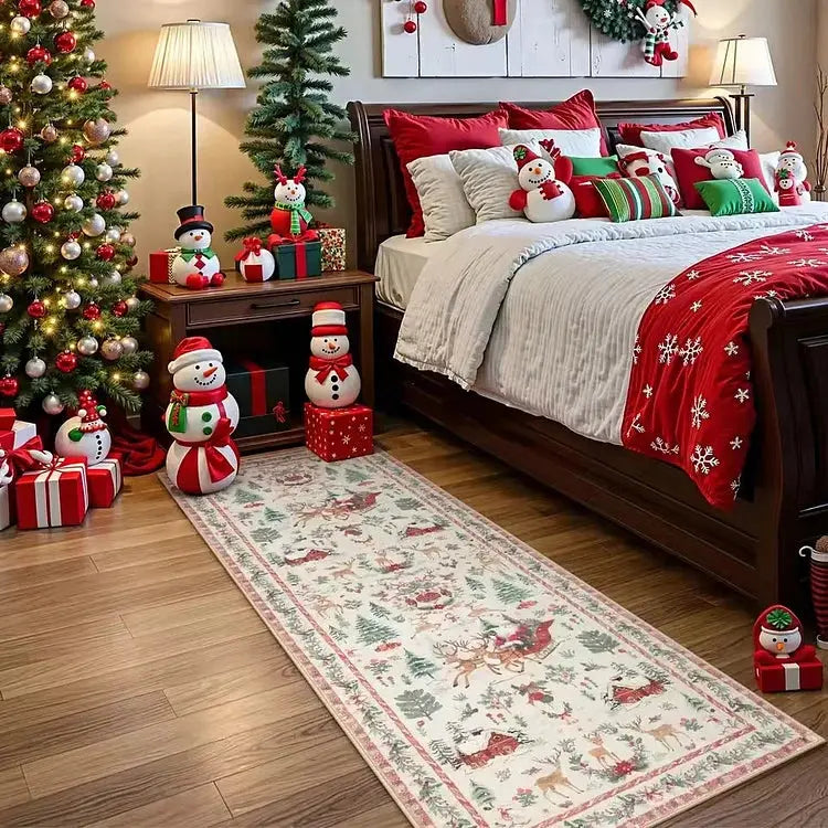 SnowHaven™ | Christmas rug with winter motif | 60×160 cm