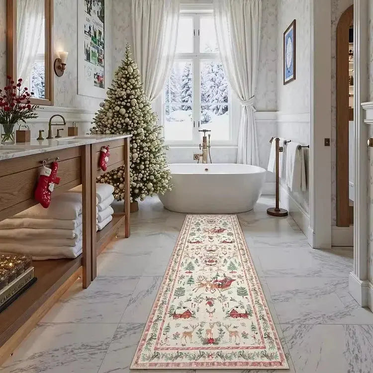 SnowHaven™ | Christmas rug with winter motif | 60×160 cm