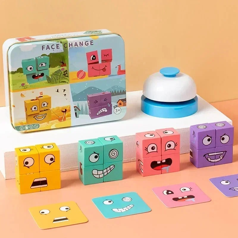 EmotionBlocks™ | Wooden Facial Expression Game for Kids – Fun Interactive Block Toy