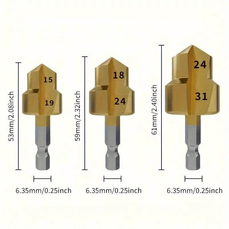 50% Discount | MaxHole™ | Water Pipe Fitting Reamer Drill Bit [Set of 3 Steel]
