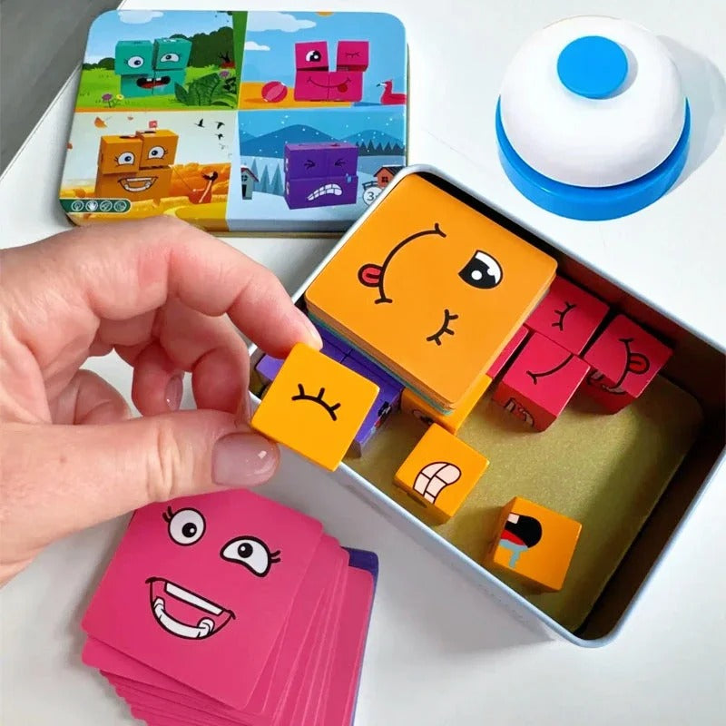 EmotionBlocks™ | Wooden Facial Expression Game for Kids – Fun Interactive Block Toy