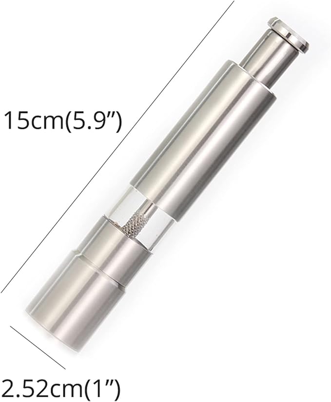 1+1 FREE | PushMill™ | Spice Mill – One-Hand Stainless Steel Mill for Salt, Pepper & Herbs