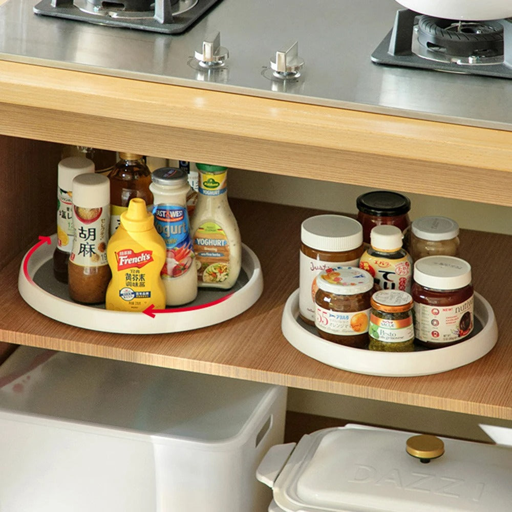 Turna™ | Round kitchen turntable organizer with 2 tiers